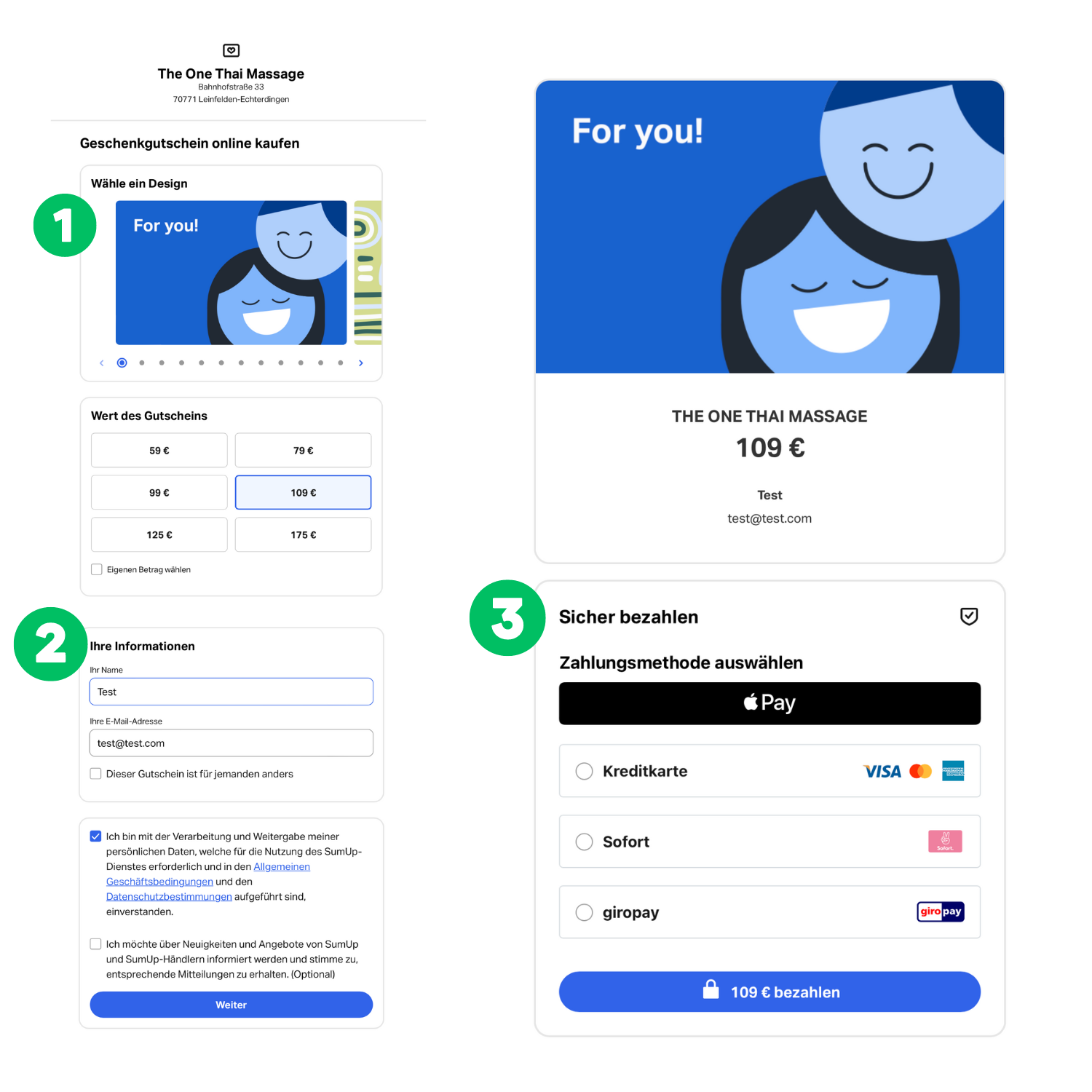 3 schritte zum online gutschein mit the one thai massage
